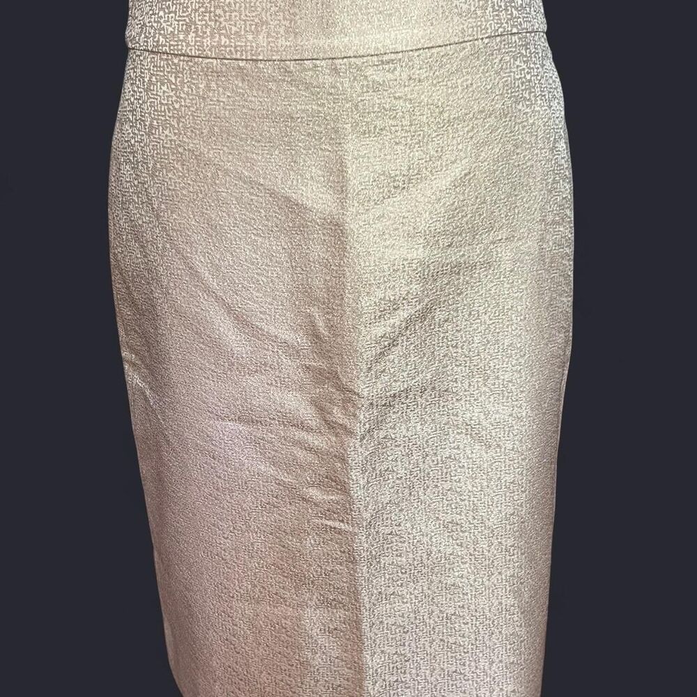 J. Crew Women's Gold and Cream 100% Silk Skirt size 2 work‎ office glam
